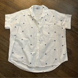 Madewell embroidered short sleeve button down shirt flower print